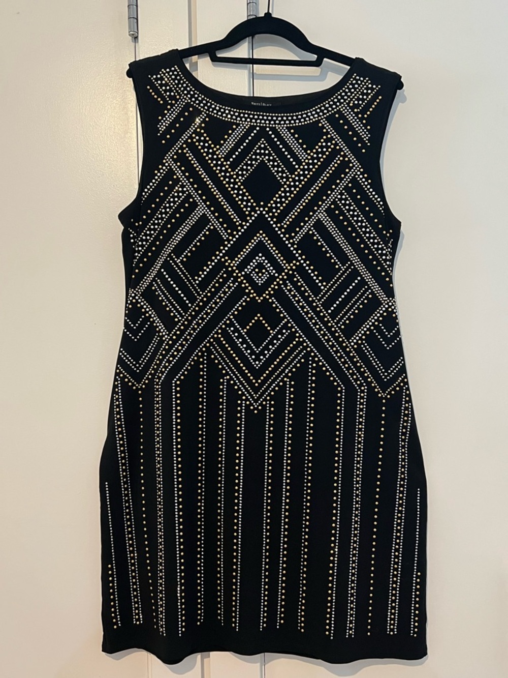 White House Black Market Black Sleeveless Studded Shift Dress